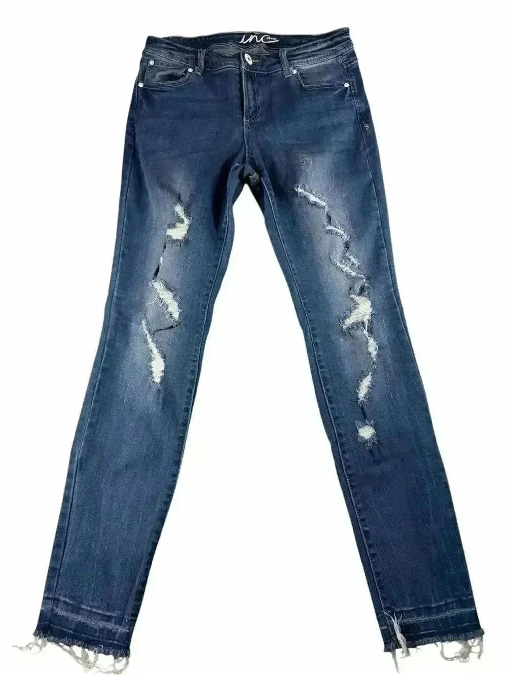 INC International Concepts Blue Distressed Skinny Jeans